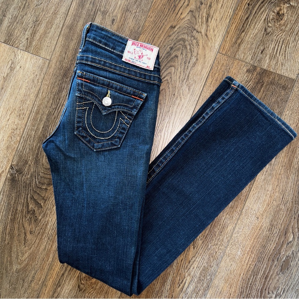 True Religion Women’s Becky Medium Blue Wash Bootcut Jeans Waist 26